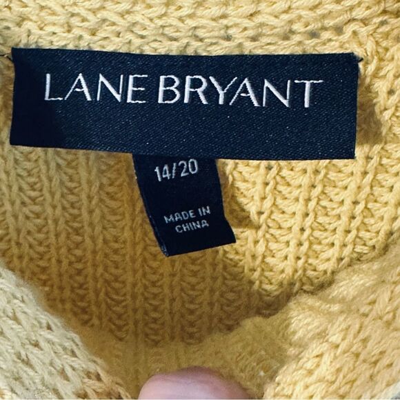 Lane Brant Yellow Oversized Cotton Semi-Crop Drop-Shoulder Sweater Sz 14/20 - Picture 2 of 15